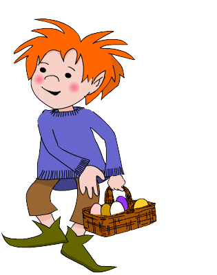 Larkin with basket of eggs